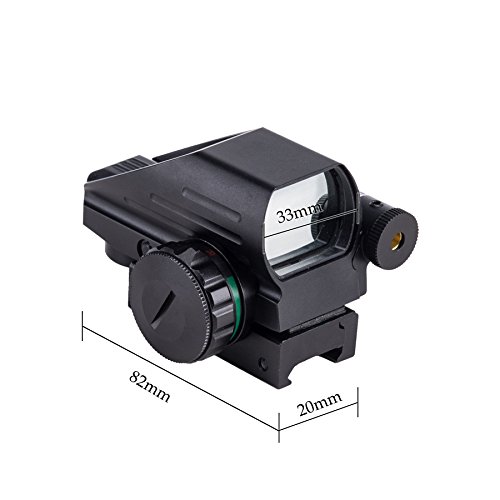 Hiram 1x22x33 Holographic Reflex Scope Sight with 4 Reticles Red and Green Dot with Red Laser