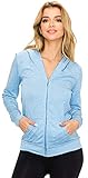 Women's Full Zip Hoodie Jacket - Long Sleeve Lightweight Casual Hooded Zip Up Sweatshirt Athletic Workout