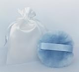 BLUE Silky Powder Puff 4.5 Inch (12cm) in a Pretty Satin Bag - *SHIPS FROM THE USA*