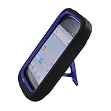 For Huawei Ascend Y M866 H866C Hybrid Hard Rubber Case Blue Black With Stand
