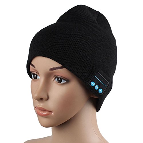 Tonsee Wireless Bluetooth Smart Cap Headset Headphone Speaker Mic (Black)