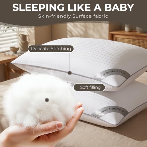 HIMOON Bed Pillows for Sleeping Set of 4,Standard Size Cooling Pillows 4 Pack,Top-end Microfiber Cover for Side Stomach Back Sleepers