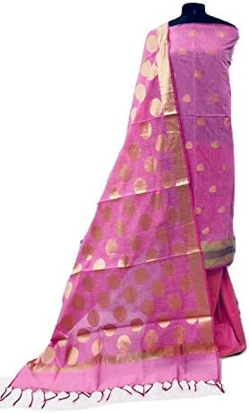 SHREEMAA CREATIONS BANARSI SUMMER SILK SUIT WITH SELF COLOR DUPATTA(BBBSD162, PINK)