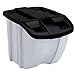 Suncast 18 Gallon Indoor or Outdoor Stackable Waterproof Recycling Lidded Storage Container Bin with Front Flap, Gray (4 Pack)