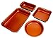 Copper Bakeware Set - Includes an Oblong Rectangular Pan, Brownie Pan, Round Cake Pan, and Meat Loaf Pan, Standard