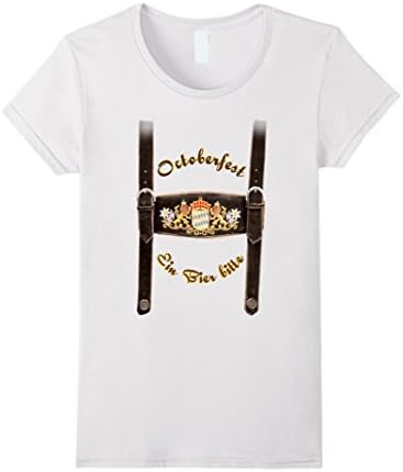 Womens Lederhosen Octoberfest Tee Shirt Beer Party Costume Large White