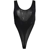 LinvMe Women's Sexy See Through High Cut Bodysuit Thong Leotard Sleeveless Lingerie