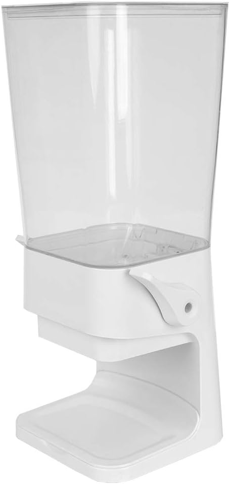 Home Basics, W Large Capacity Air-Tight Spring-Loaded Lever Easy Pour Countertop Plastic Cereal Dispenser, White, 21 oz: Kitchen & Dining