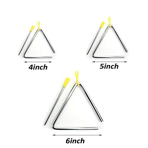 luakesa Musical Steel Triangle Instrument Set with Striker dinner bells for kids(Pack of 4 5 6 Inch)
