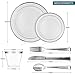 600 Piece Silver Dinnerware Set – 200 White and Silver Plastic Plates – Set of 300 Silver Plastic Silverware – 100 Silver Plastic Cups – Silver Dinnerware Set for Party or Wedding up to 100 Guests