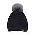 ViGrace Women Knit Slouchy Beanie Chunky Baggy Hat with Faux Fur Pompom Winter Soft Warm Ski Cap Dark Grey