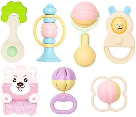 Samidy 8PC Baby Toys 3-12 Months Sensory Teething Rattle for Toddler Infant Newborn Girls Boys