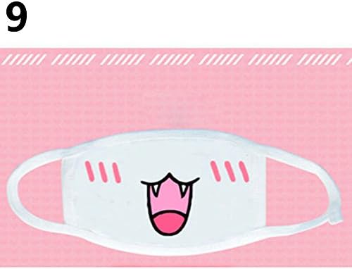 beiguoxia Face Mouth Mask, Lovely Anime Kawaii Mouth-muffle Smile Grin Kaomoji Anti-dust Cotton Face Mask - #9 Miao