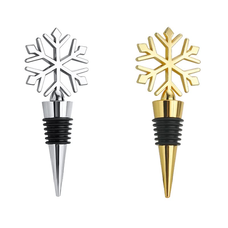 SHULLIN Pack of 2 Wine Bottle Stopper Wine Stopper Zinc Alloy Wine Stopper Red Wine Stopper Snowflake Shape Bottle Stopper Champagne Stopper Reusable for Parties