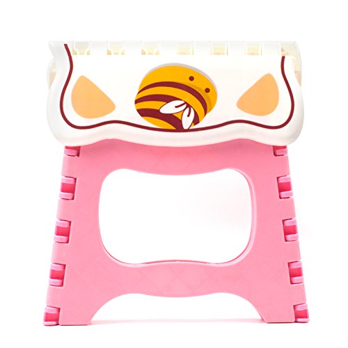 Non Slip Folding Step Stool for Kids and Adults with Handle, Holds up to 250 LBS (Pink)