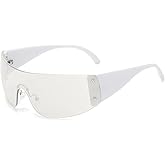 AIEYEZO Oversized Y2K Sunglasses for Women Men Trendy Retro Wrap Around Big Shield Sun Glasses