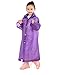 AIRCEE Age 6~12 Kids Hooded Jacket Rain Poncho Raincoat Cover Long Rainwear (Purple)