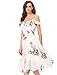 Noctflos Women's Summer Floral Cold Shoulder Midi Dress for Casual Cocktail Wedding Guest (XX-Large, White Floral)