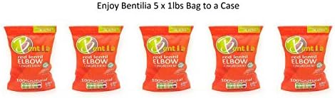 Bentilia Red Lentil Elbow 5 x 1lbs - 1 Single Ingredient 100% Natural Non-GMO, Gluten Free Pasta
