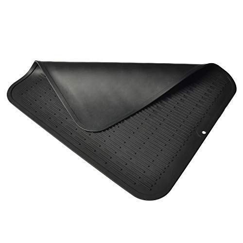 Silicone Dish Drying Mat-Large Silicone Trivet with High Ridges for Better Aeration, Dishwasher Safe, Heat Resistant, Bpa Free (Silicone, Black) - Thumbnail 2