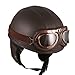 Leather Brown Motorcycle Goggles Vintage Garman Style Half Helmets Motorcycle Biker Cruiser Scooter Touring Helmet
