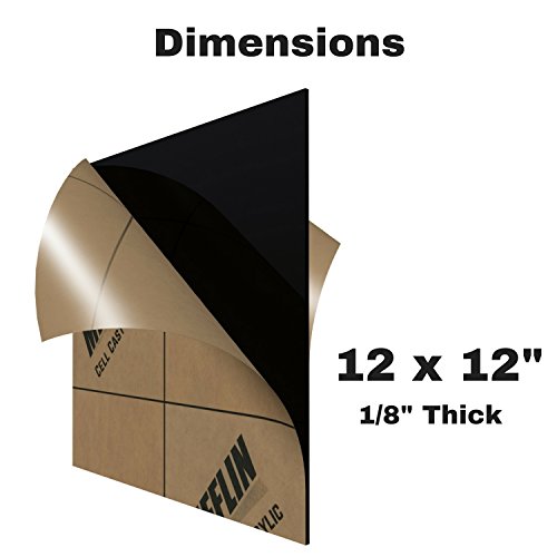 MIFFLIN Cast Plexiglass Sheet - Opaque Black, 12x12 Inch, 1/8 Inch Thick, Acrylic Plastic Sheet - View #3