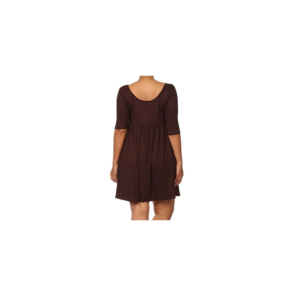 PLUS Women's 3/4 Sleeve Empire Waist Baby Doll Dress MADE IN USA