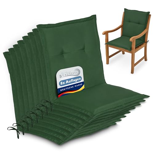 Beautissu 8er Set Niedriglehner Auflage Gartenstuhl Sitzkissen Rückenkissen