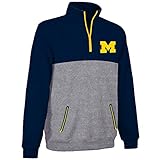 Michigan Wolverines Performance Quarter Zip Sweatshirt Navy and Gray