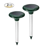 Wenshu 2 pack Solar Powered Pest Repeller Get Rid Of Mice Mole Mouse Snake for Outdoor Lawn Garden Yards ()