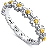 COLORFUL BLING Delicate Sunflower Ring Cubic Zirconia You are My Sunshine Ring Trend Flower Rings