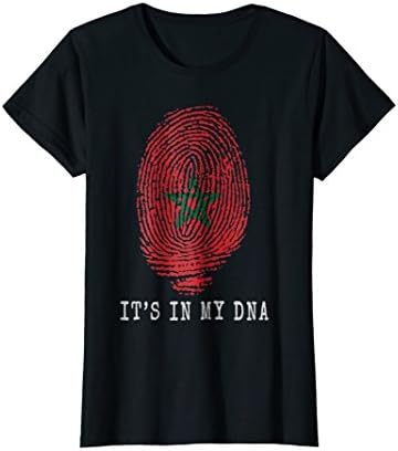 Womens Morocco Flag Fingerprint Design It's In My DNA T-Shirt Large Black