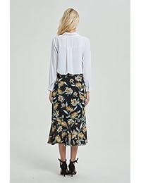 Falda con volantes en la parte delantera para dama, diseño floral