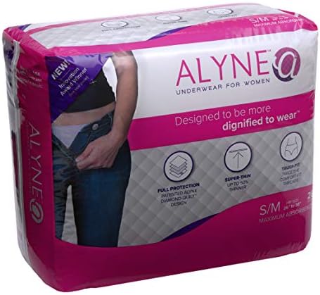 Alyne Ultra-Thin Underwear for Women | Super Absorbency, Extra Thin & Comfortable Underwear | Inner Leak Guards for Security & Protection - Small/Medium, 1 Bag (28 Count)