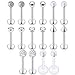 Ocptiy 16G 16Pcs Lip Rings Studs 316L Stainless Steel Clear CZ Monroe Labret Cartilage Helix Tragus Earring Ring Stud Piercing Jewelry Retaine 10mm Bar Length Silver