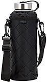 MIRA Water Bottle Carrier for 40 oz Wide Mouth Vacuum Insulated Stainless Steel Bottles | Fits, Hydro Flask, Camelbak, Takeya and Other Wide Mouth Bottles | Black Smooth Twill
