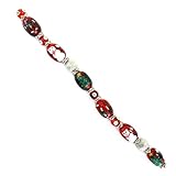 Fiona SUP-11-3 7-Inch Beads Strand, Snow Man Christmas Tree and Ginger Bread Man Painted on Red Glass Beads