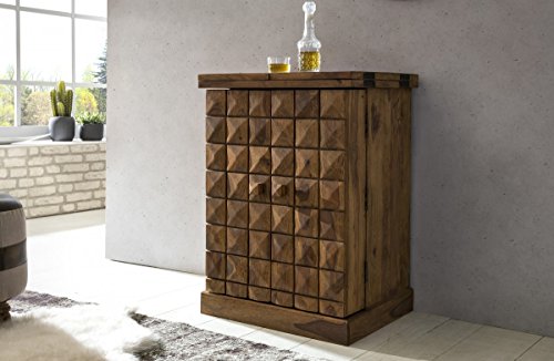 KADIMA DESIGN Hausbar Massivholz Sheesham Vitrine ausklappbar Landhausstil Barschrank – Bild 5