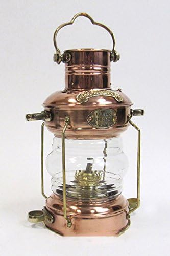 Ship'S Anchor Lantern Oil Lamp Copper & Brass 13.5" Fresnel Lens Nautical Decor
