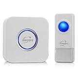 Wireless Doorbell, PAPAYAY Waterproof Wireless DoorBell Kit Plug-in Push Button with LED Indicator Over 50 Chimes for Outdoor/Indoor Use, White
