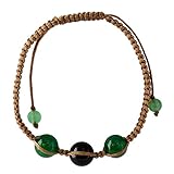 NOVICA Dyed Black and Green Onyx Macrame Shambhala