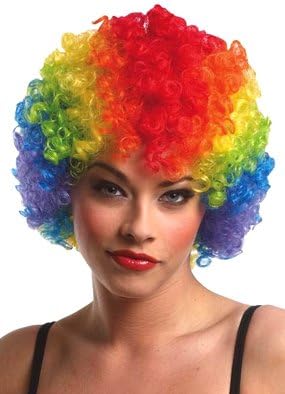 Clown Afro Wig (rainbow) Economy Adult Halloween Costume Accessory