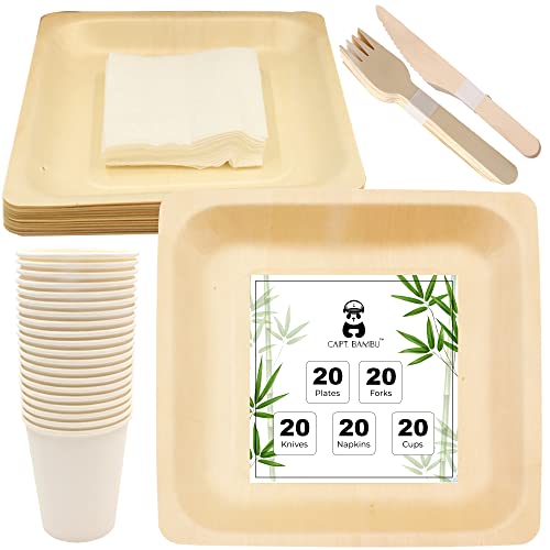 Capt. Bambu Birchwood Wooden, Leaf Plates, Bamboo Plates Disposable