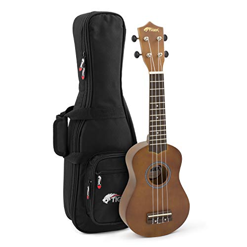 TIGER UKE12-NT-PD Soprano Ukulele with Padded Gig Bag - Natural