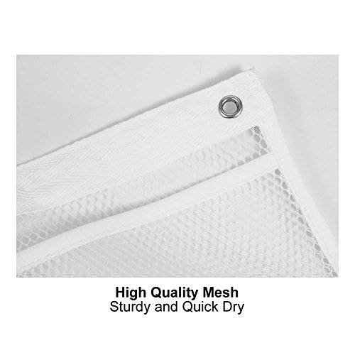 2 Pack Hanging Mesh Shower Caddy Organizer with 6 Pockets, Shower Curtain Rod/Liner Hooks Bathroom Wall Door Organization, Dorm Space Saving, Bathroom Accessories, Bath Toy Organizer Kids with 4 Rings - Thumbnail 4