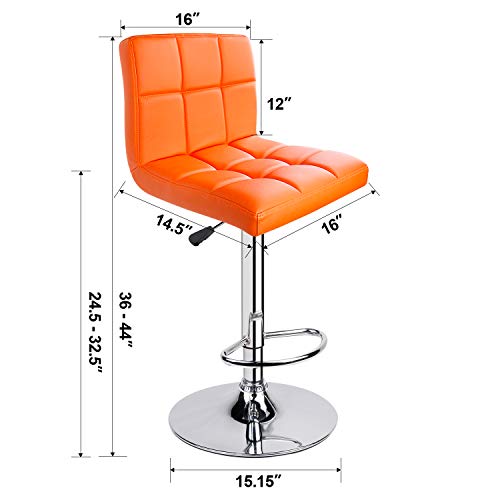 Leopard Barhocker, Moderner PU-Leder, verstellbarer Drehstuhl, mit Rückenlehne, 2 Stück (Orange) – Bild 3