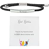 DATOA Be Kind... of a Bitch Bracelet Stainless Steel Tube Bracelet Adjustable Bradied Wrap Bracelet Engraved Inspirational Bracelet for Women