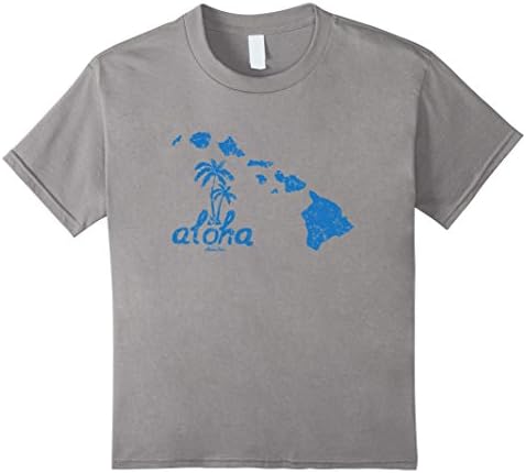 unisex-child Vintage Hawaiian Islands Aloha Palm Tree T-shirt 8 Slate