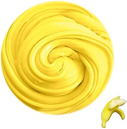 GoodGoodStudy--Banana Butter Slime, Cotton Candy Fluffy Slime Supplies Stress Relief Toy Scented Sludge Toy for Girls and Boys(150ML)