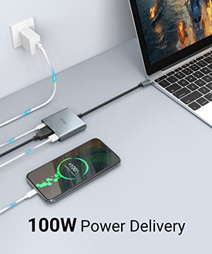 JESWO Adaptador USB C a HDMI, 3 en 1 Adaptador Tipo C Multipuerto USB C Hub con Puerto de Salida HDMI 4K, Puerto USB 3.0 y Puerto de Carga PD, Compatible con MacBook Pro/MacBook Air/Mini/iMac
